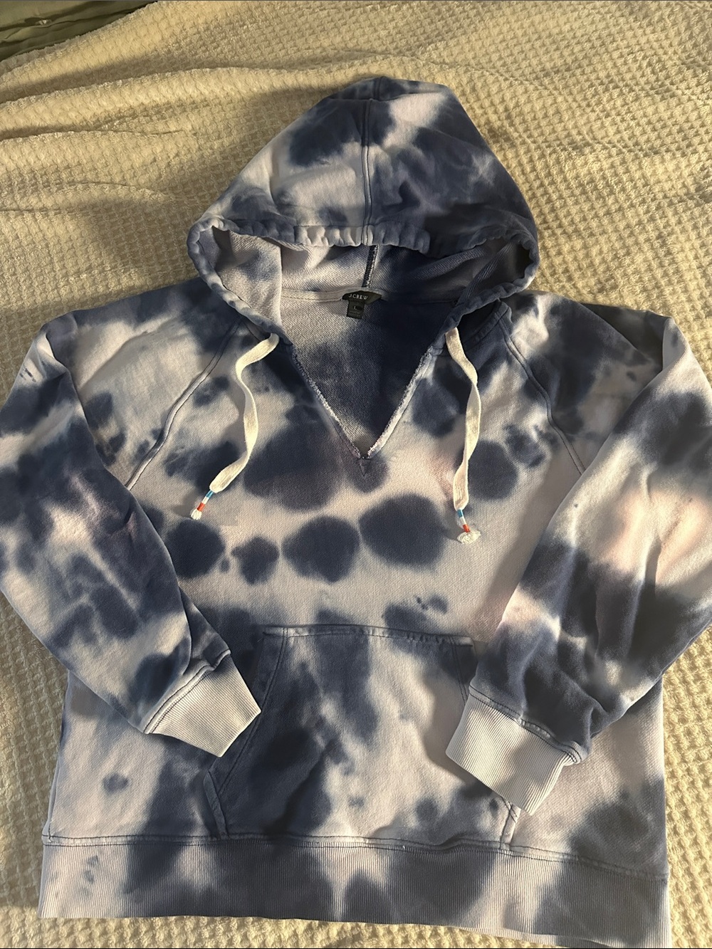 J. Crew Blue and White Tie-Dye Hoodie